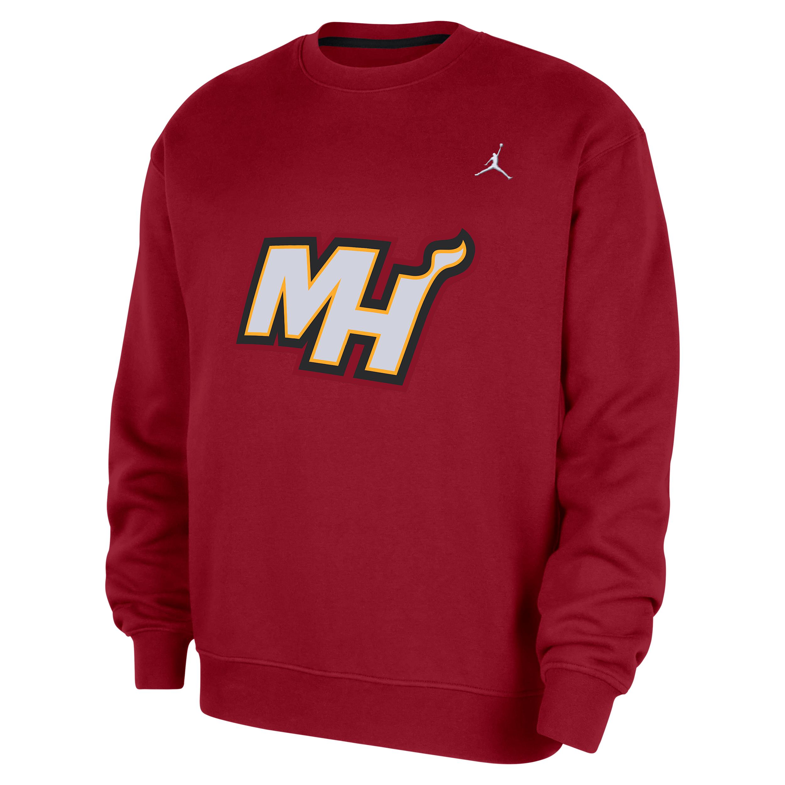 Men's Miami Heat Statement Essentials Jordan NBA Fleece Crew-Neck Sweatshirt by JORDAN Men's Miami Heat Statement Essentials Jordan NBA Fleece Crew-Neck Sweatshirt by JORDAN