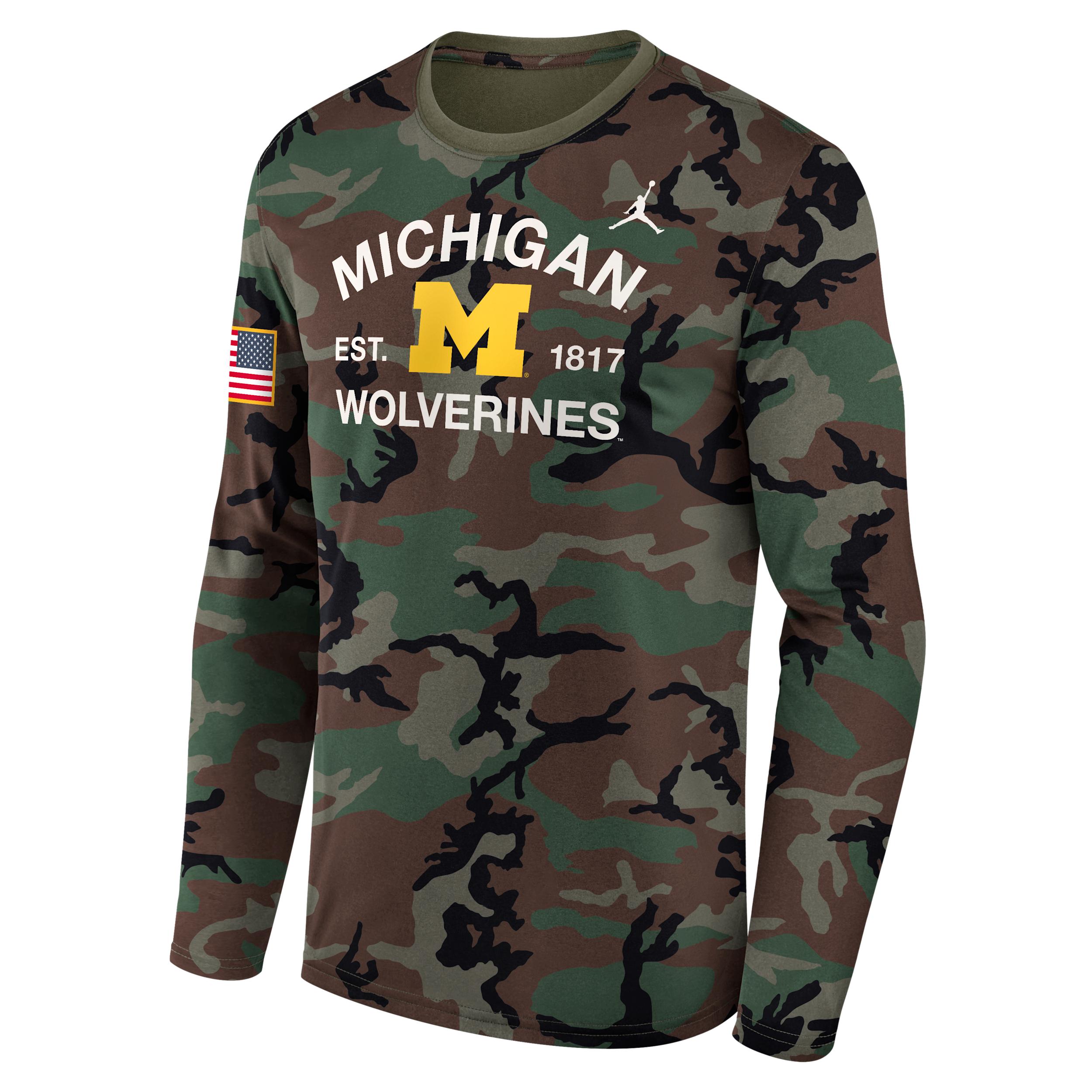 Men's Michigan 2025 Military Appreciation Legend Jordan Brand Dri-FIT College Long-Sleeve T-Shirt by JORDAN