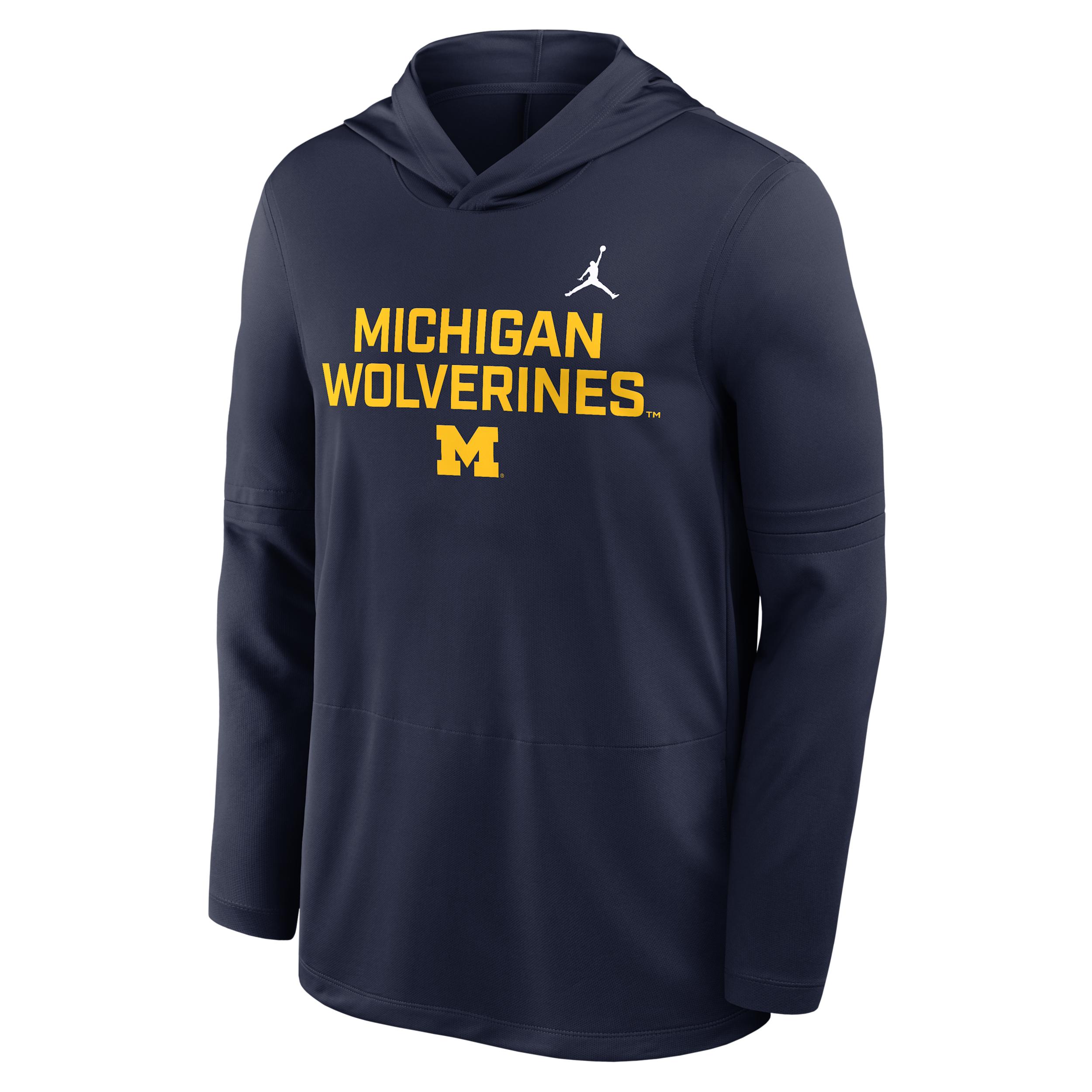 Men's Michigan Sideline Jordan Brand Dri-FIT College Long-Sleeve Hooded Top by JORDAN