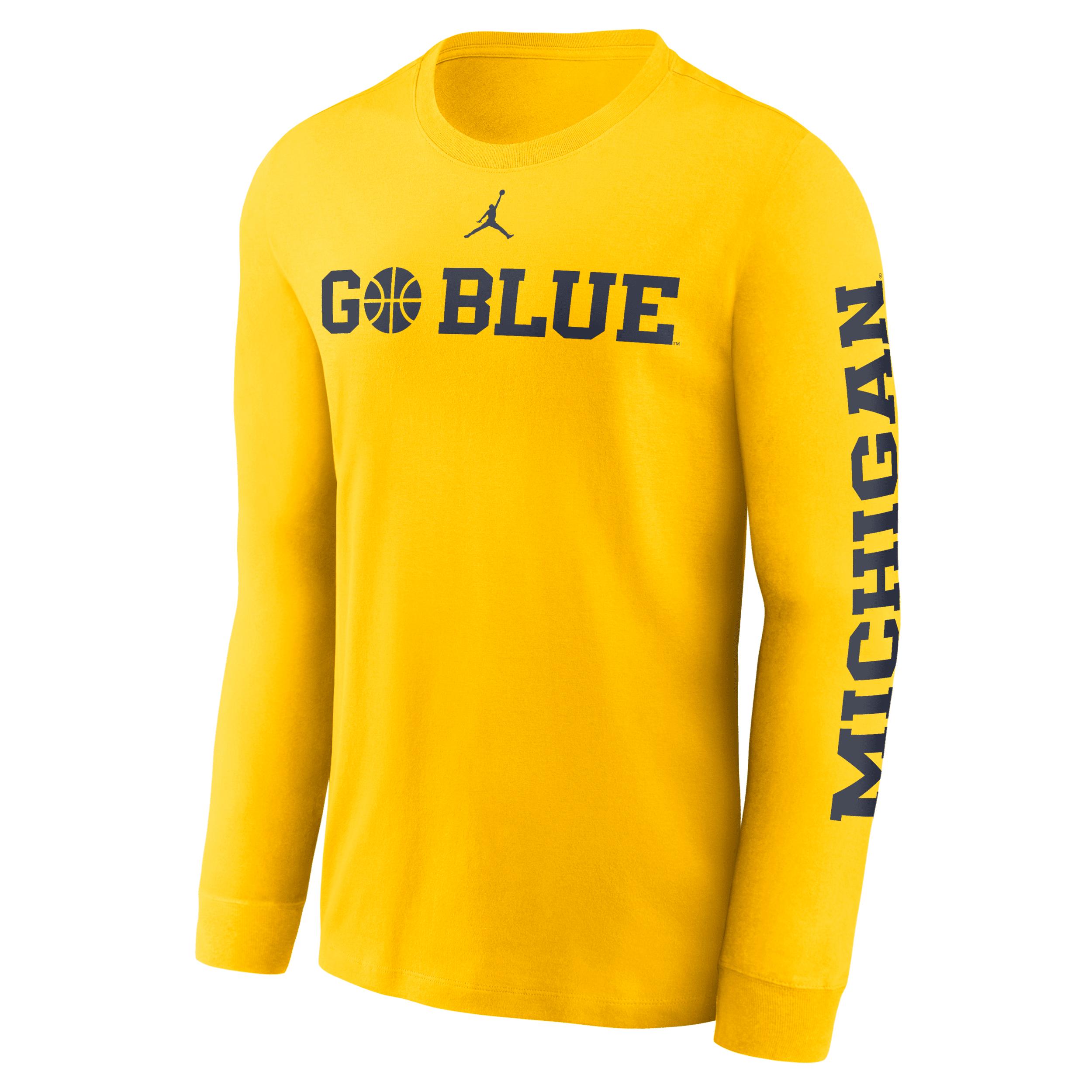 Men's Michigan Wolverines Basketball Icon Jordan College Long-Sleeve T-Shirt by JORDAN