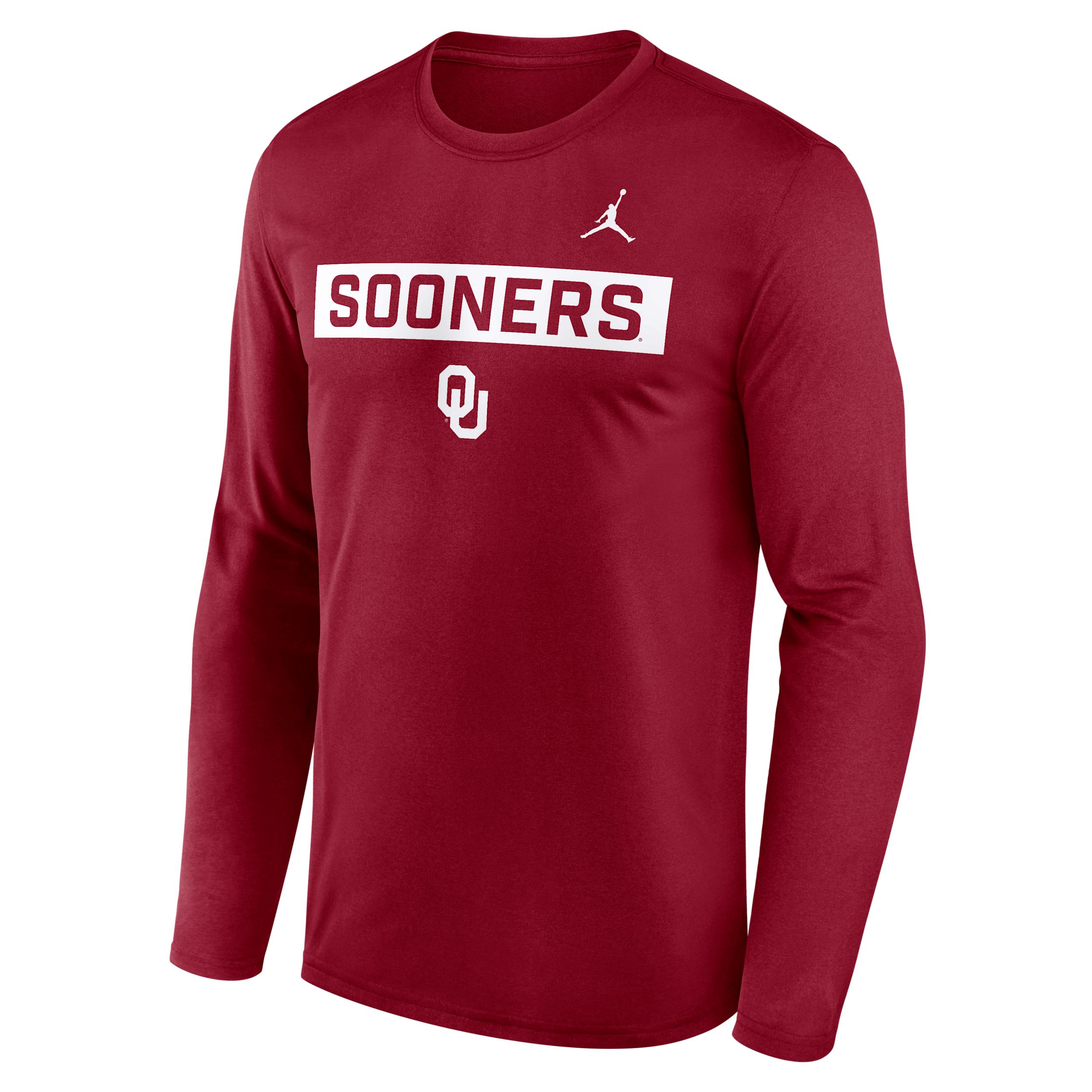 Men's Oklahoma Primetime Legend 2-Hit Jordan Brand Dri-FIT College Long-Sleeve T-Shirt by JORDAN