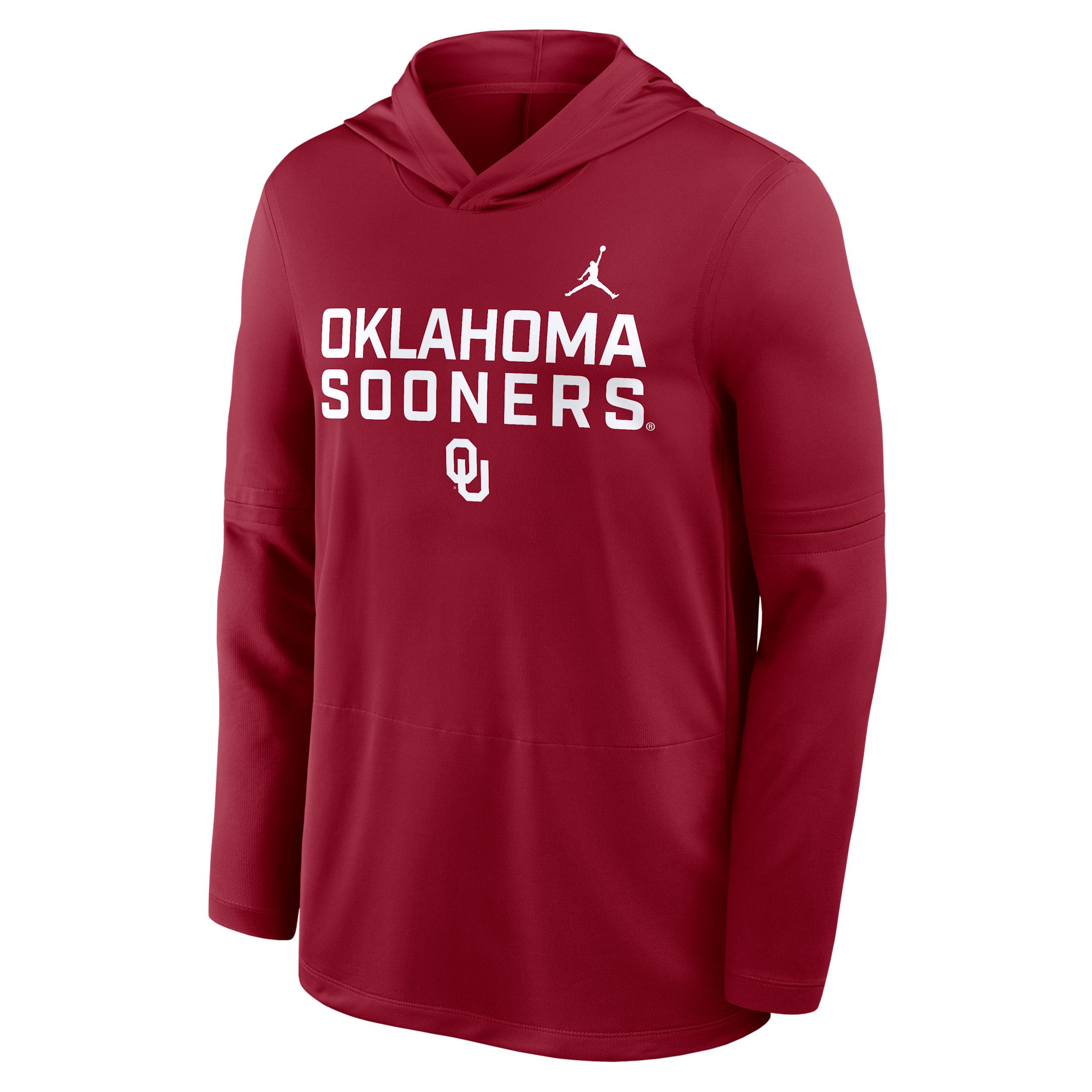 Men's Oklahoma Sideline Jordan Brand Dri-FIT College Long-Sleeve Hooded Top by JORDAN