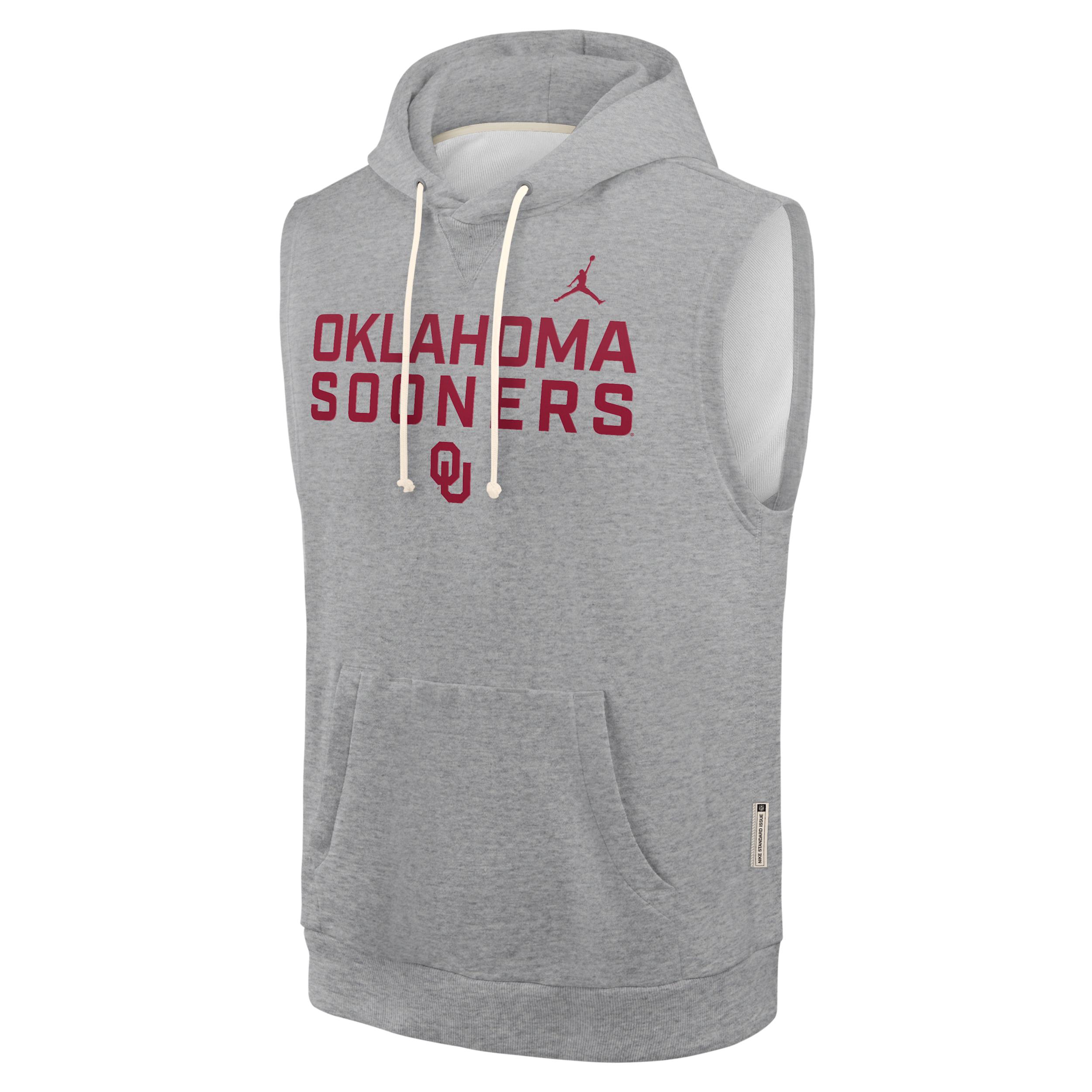 Men's Oklahoma Sideline Jordan Brand Dri-FIT College Sleeveless Pullover Hoodie by JORDAN