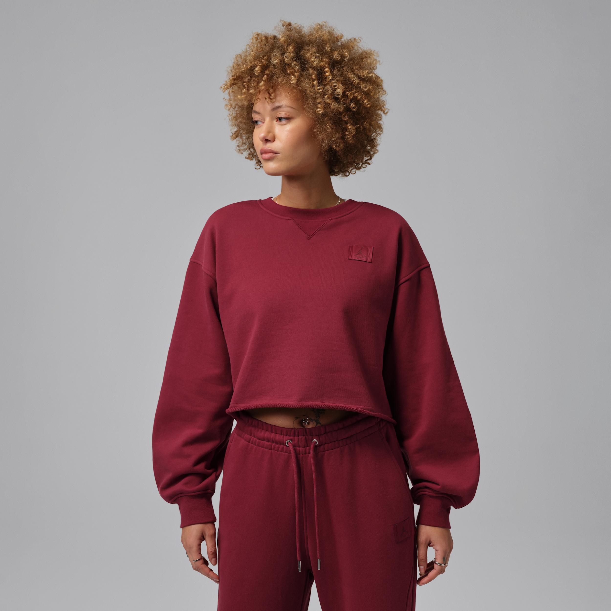 Women's Jordan Flight Fleece Mod-Crop Crew-Neck Sweatshirt by JORDAN