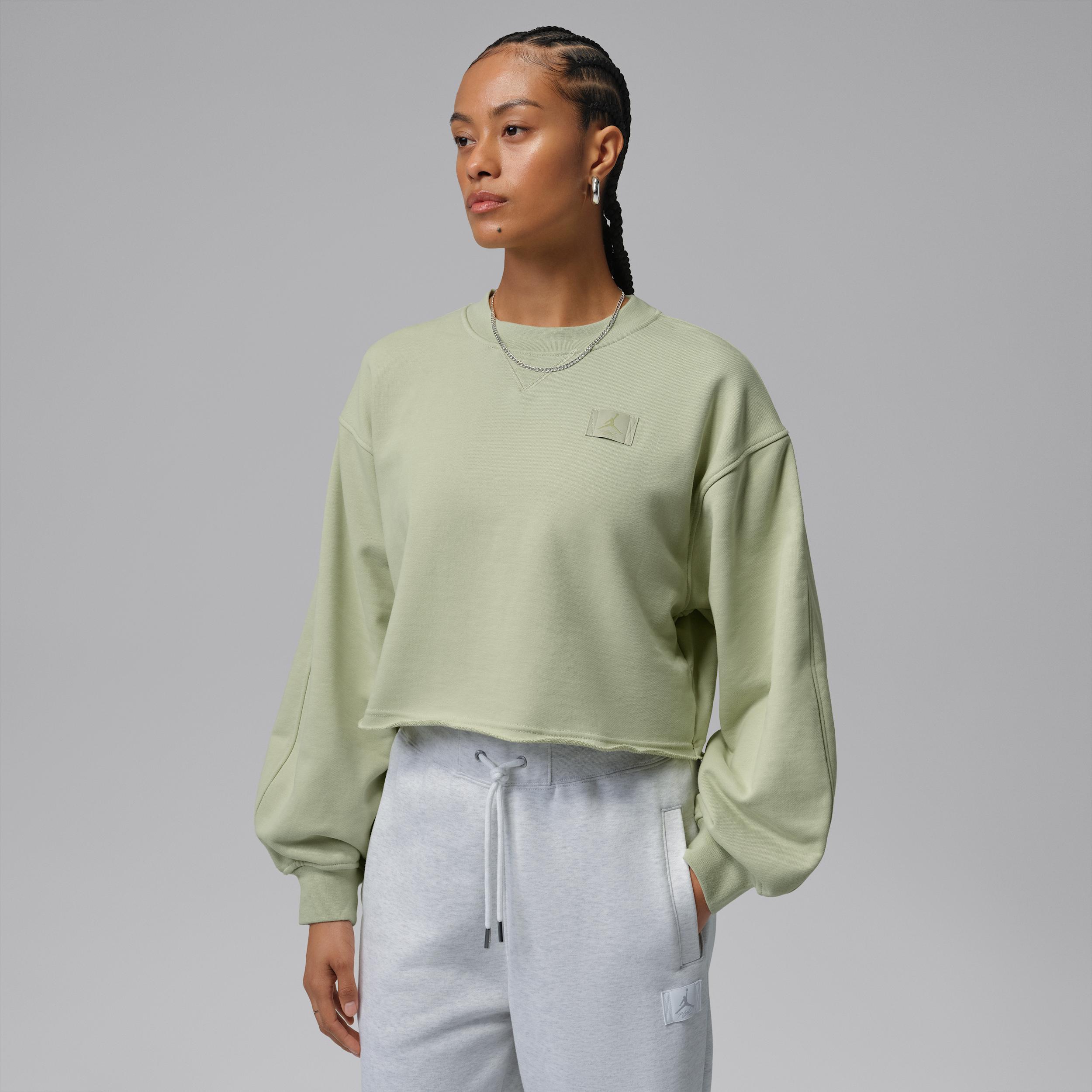 Women's Jordan Flight Fleece Mod-Crop Crew-Neck Sweatshirt by JORDAN