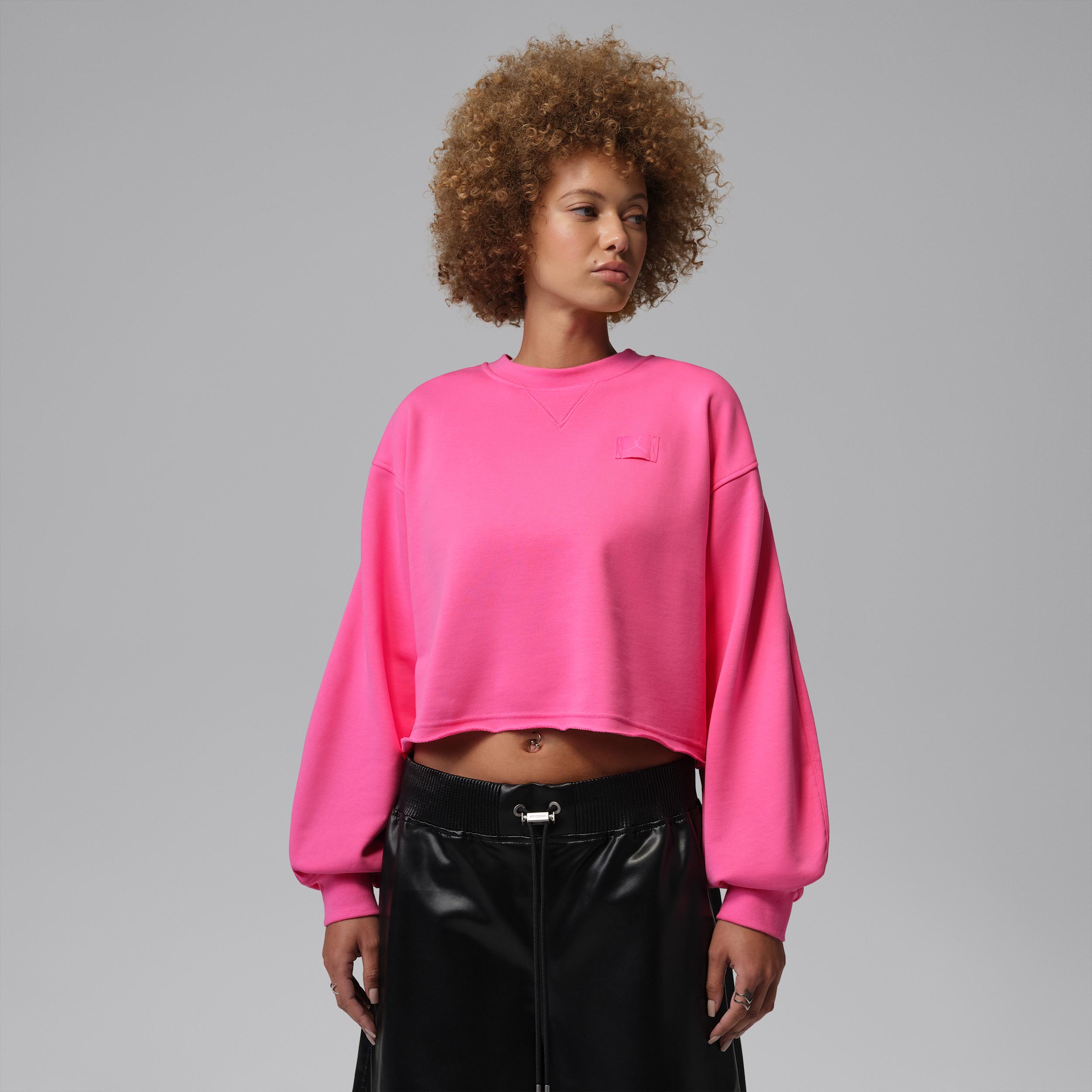 Women's Jordan Flight Fleece Mod-Crop Crew-Neck Sweatshirt by JORDAN