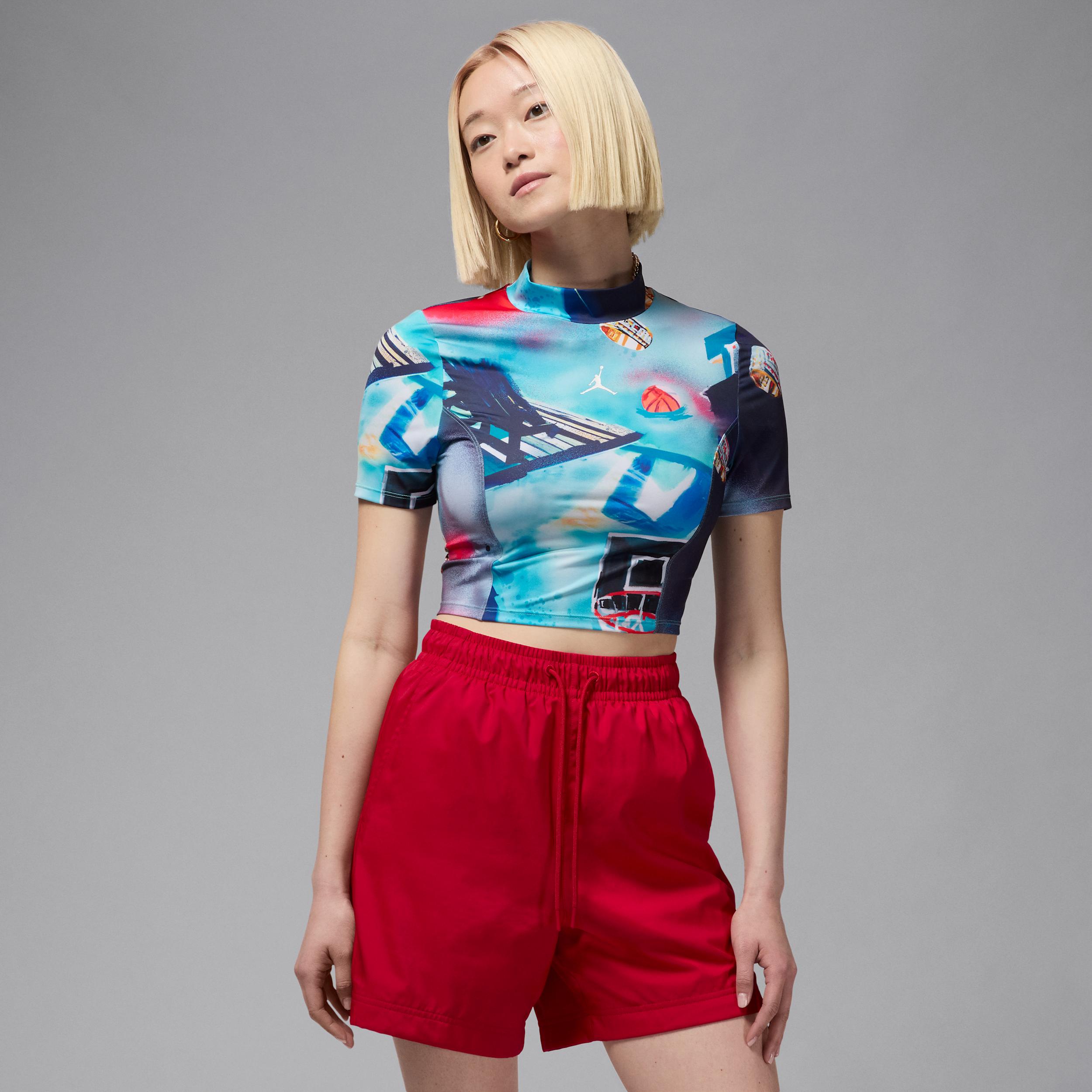 Women's Jordan Printed Short-Sleeve Knit Crop Top by JORDAN