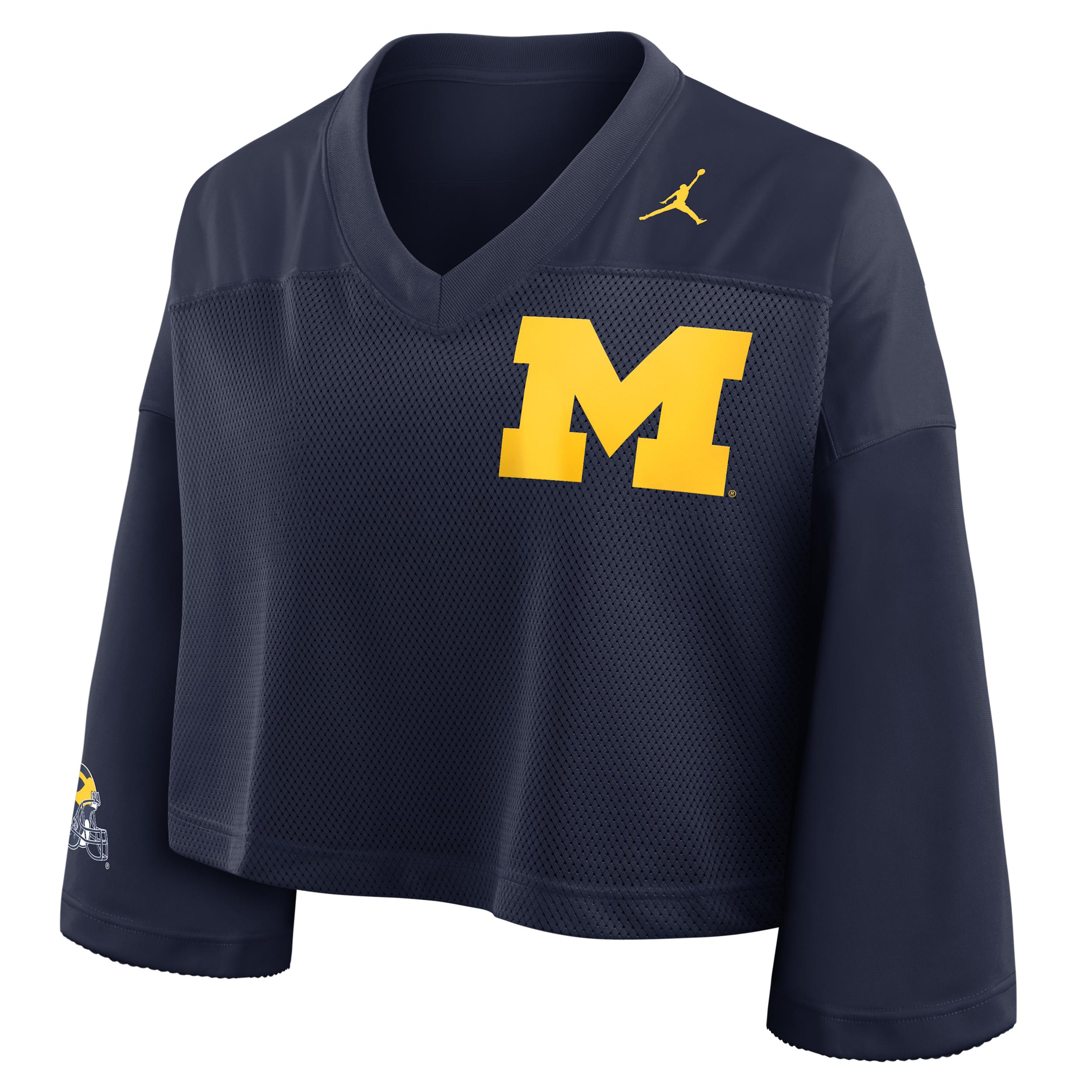 Women's Michigan Jersey Jordan Brand Dri-FIT College Cropped Top by JORDAN