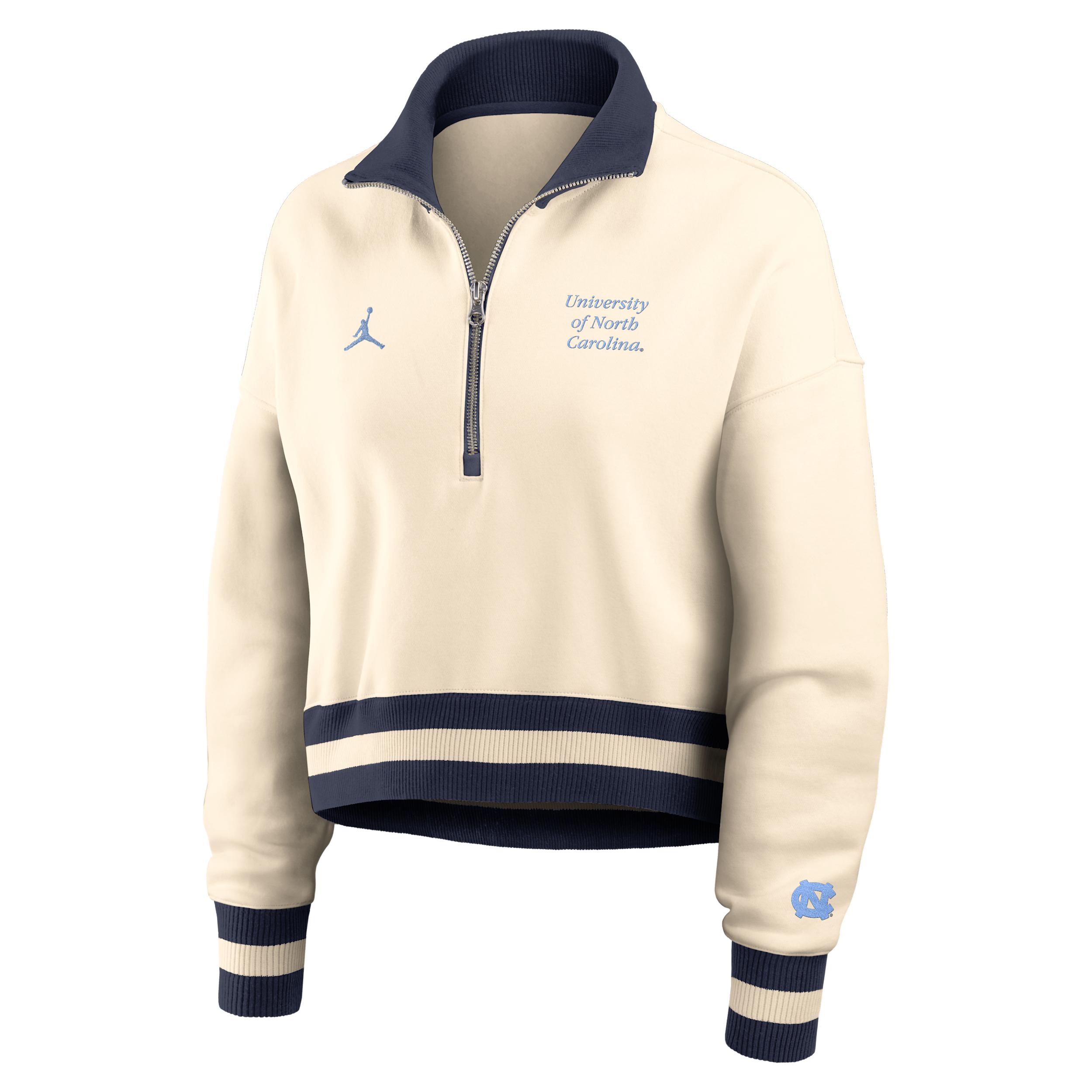 Women's North Carolina Legacy Jordan Brand College Cropped 1/4-Zip Crew by JORDAN