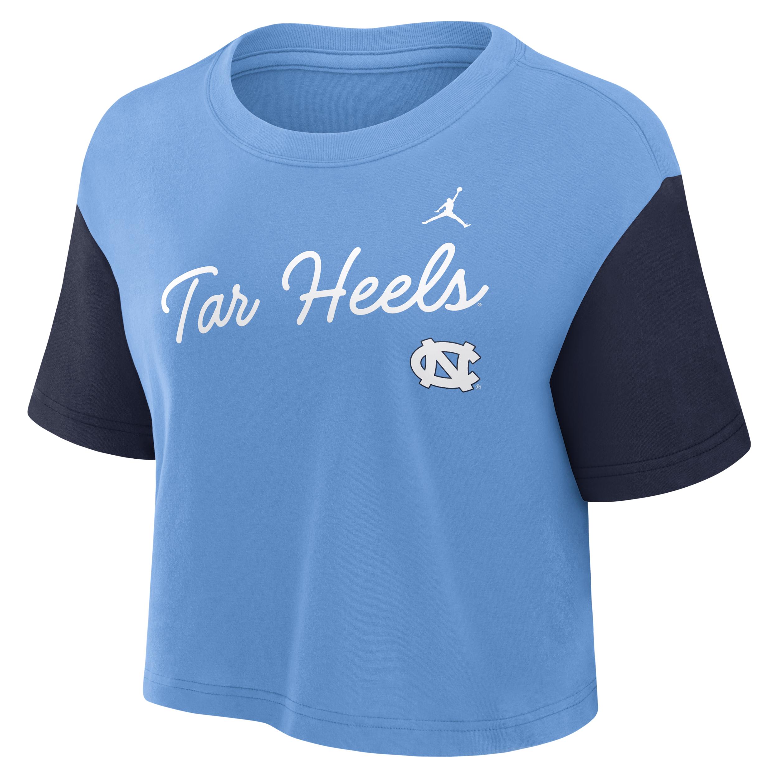 Women's North Carolina Script Jordan Brand Dri-FIT College Cropped T-Shirt by JORDAN