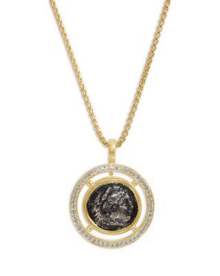 18K Yellow Gold Diamond Alexander the Great Coin Pendant by JORGE ADELER