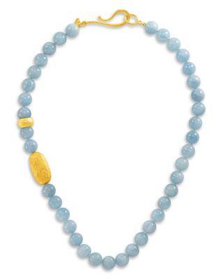 18K Yellow Gold Earth Aquamarine Collar Necklace by JORGE ADELER