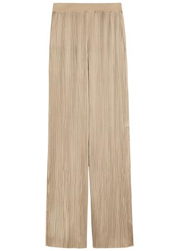 Amber pleated wide-leg satin trousers by JOSEPH