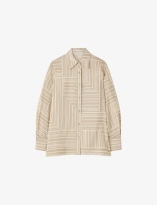 Atlan Grid-Print Silk Shirt by JOSEPH