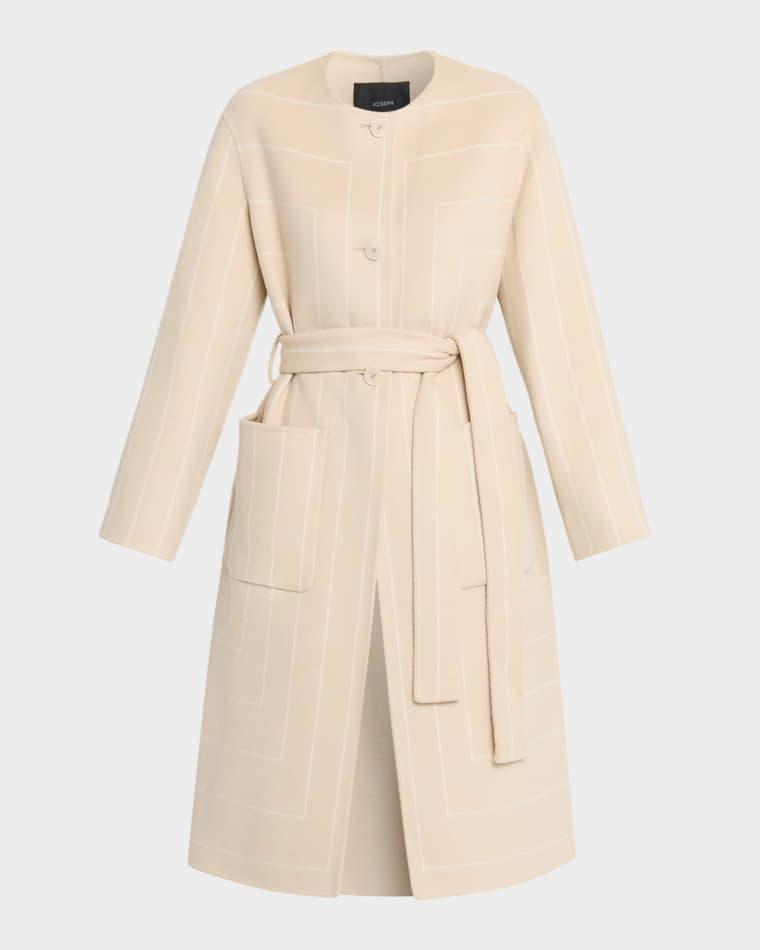 Belted Geometric Double-Face Coat by JOSEPH