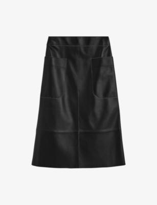 Blomfield Side-Pocket Leather Midi Skirt by JOSEPH