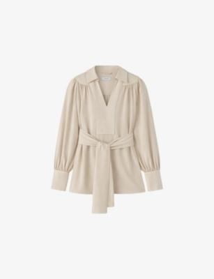 Bou Belted-Waist Crepe Blouse by JOSEPH