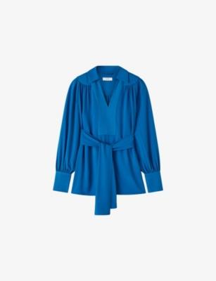 Bou Belted-Waist Crepe Blouse by JOSEPH