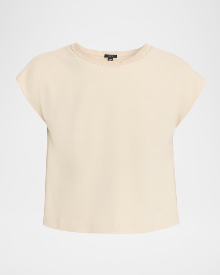 Cap-Sleeve Cotton Jersey & Poplin Ruffle Tee by JOSEPH