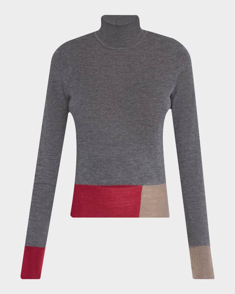 Colorblock Turtleneck Cashmere-Wool Sweater by JOSEPH