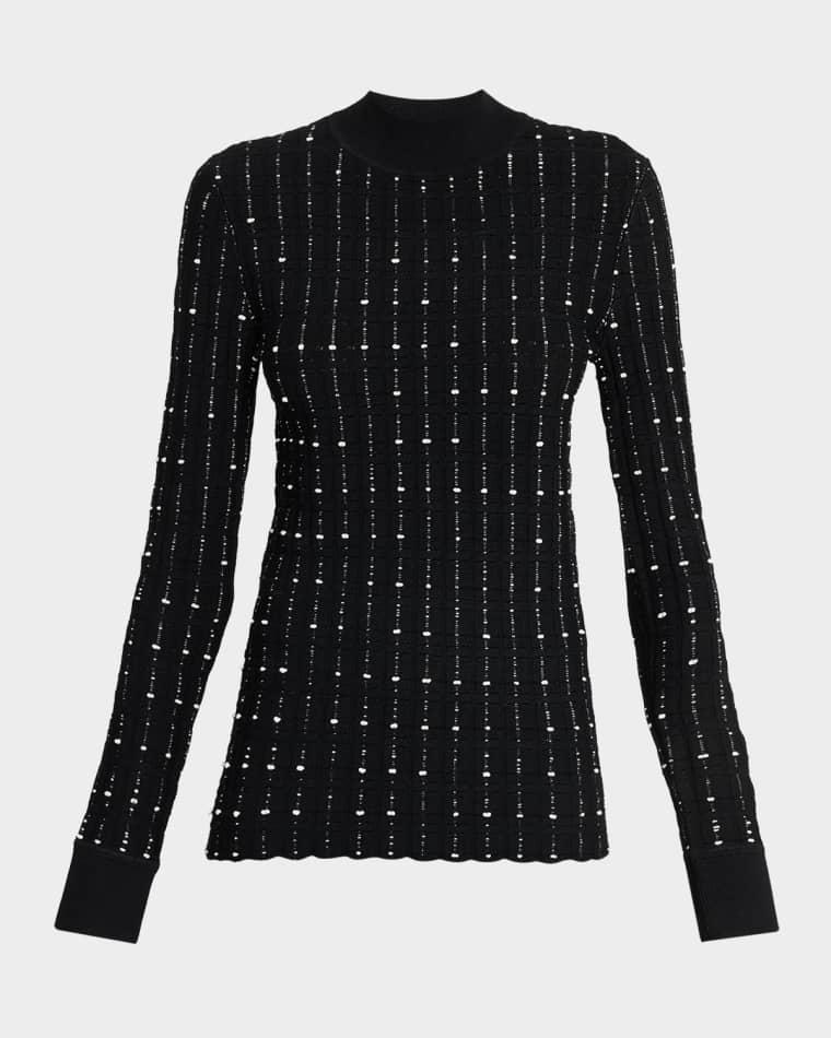 Dotted Stripe Mock-Neck Sweater by JOSEPH