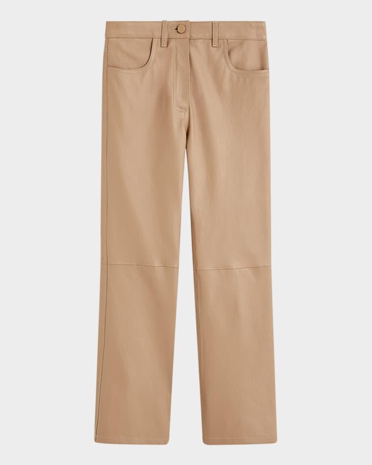 Duke Cropped Straight-Leg Leather Pants by JOSEPH
