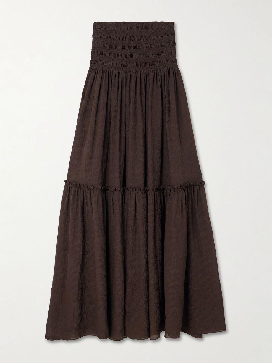 Folia shirred tiered seersucker maxi skirt by JOSEPH