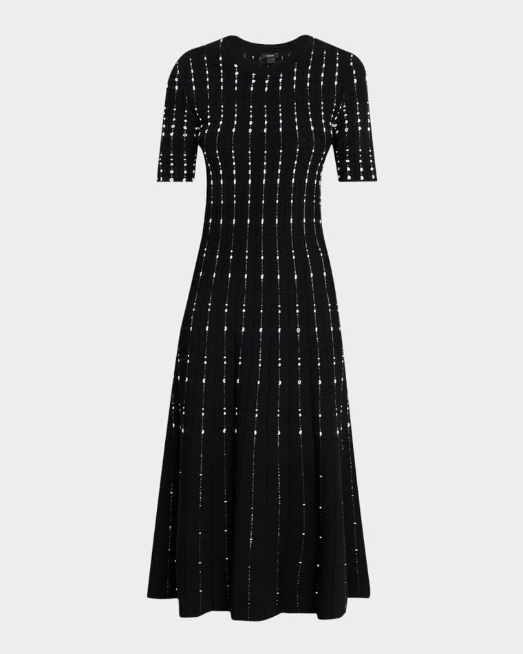 Fragmented Stripes A-Line Knit Midi Dress by JOSEPH
