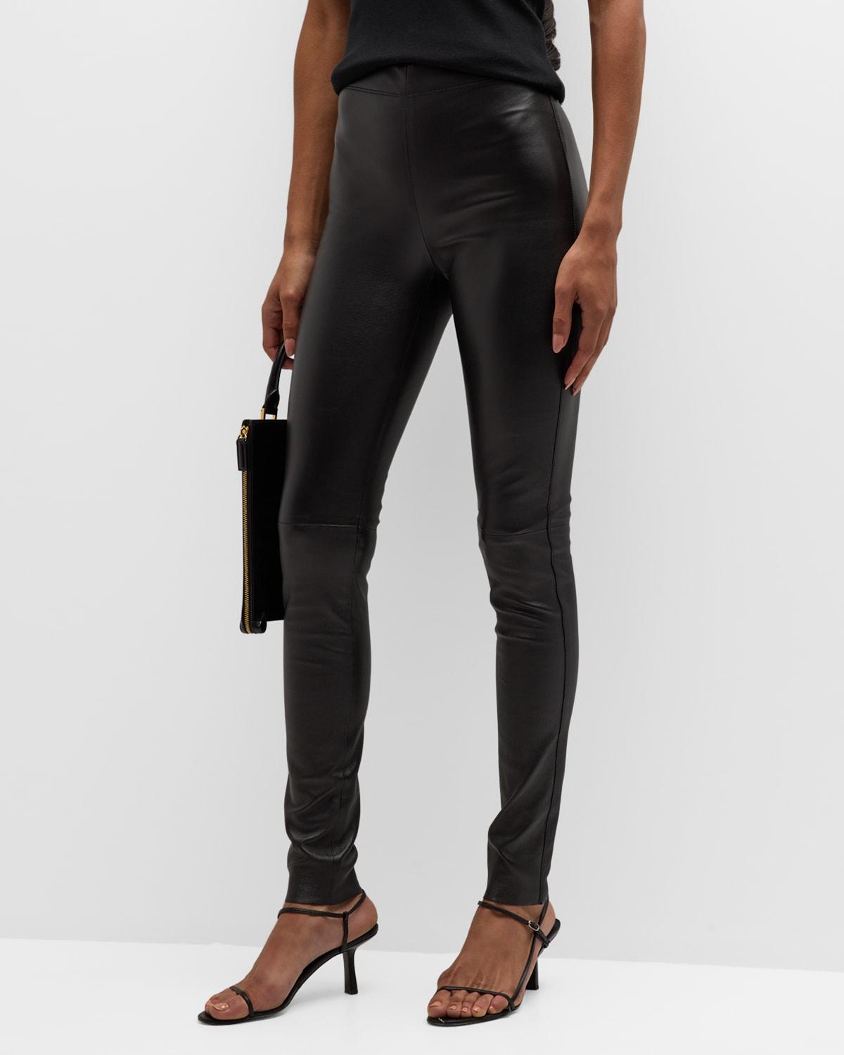 High-Rise Stretch Leather Leggings by JOSEPH