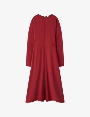 Hills Long-Sleeve Crepe Midi Dress by JOSEPH