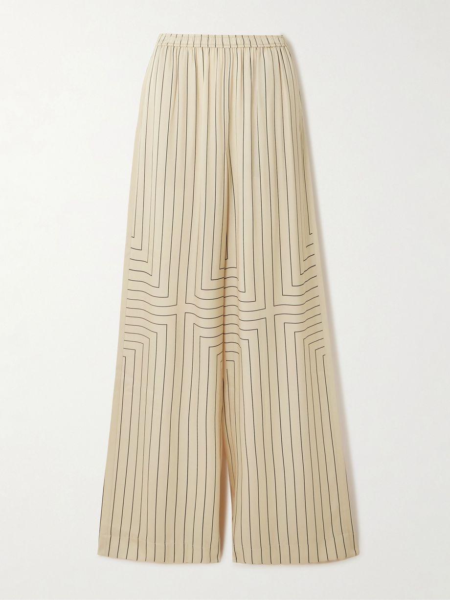 Hulin pinstriped silk-blend satin wide-leg pants by JOSEPH