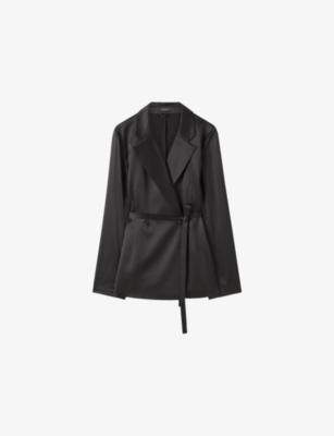 Joubert Belted-Waist Double-Breasted Silk Blazer by JOSEPH