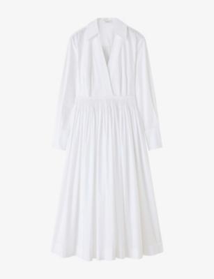 Kathe V-Neck Cotton-Poplin Midi Dress by JOSEPH