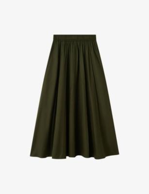 Manar Elasticated-Waist Cotton-Sateen Midi Skirt by JOSEPH