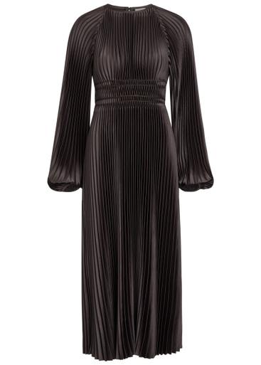Ortiz pleated satin midi dress by JOSEPH