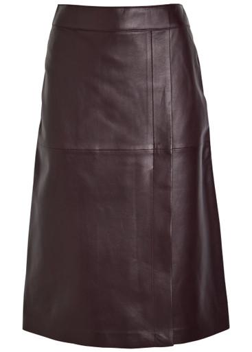 Panelled wrap-effect leather midi skirt by JOSEPH