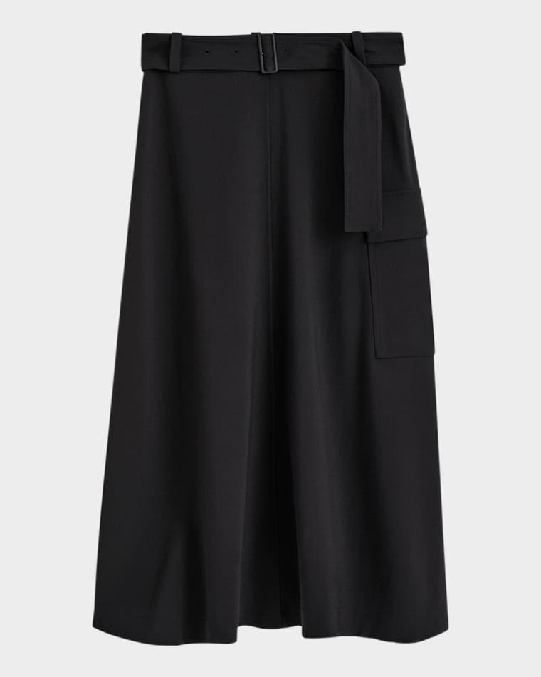 Pernette Belted A-Line Midi Skirt by JOSEPH