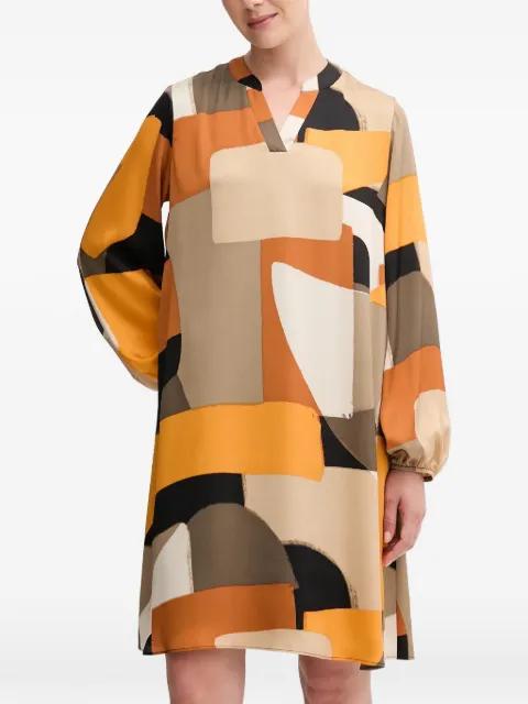 V-neck geometric-pattern midi dress by JOSEPH RIBKOFF