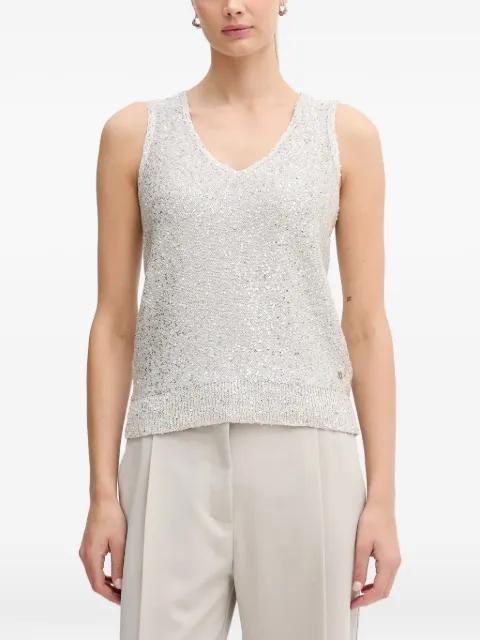 sequin v-neck top by JOSEPH RIBKOFF