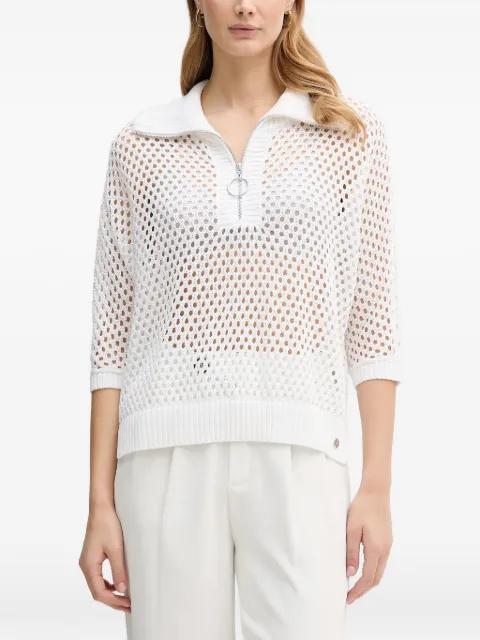 zip mesh polo top by JOSEPH RIBKOFF