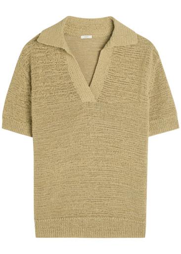 Rian knit cotton-blend polo top by JOSEPH