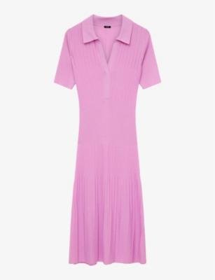 Ribbed merino-wool knitted polo dress by JOSEPH