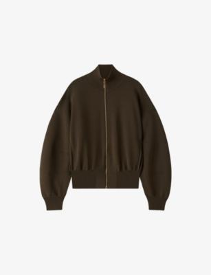 Sable Funnel-Neck Knitted Bomber Jacket by JOSEPH