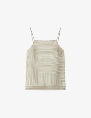 Stace Grid-Print Silk Top by JOSEPH