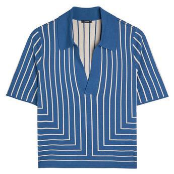 Women's Geometric Jacquard Silk Short-Sleeve Cropped Polo Shirt by JOSEPH