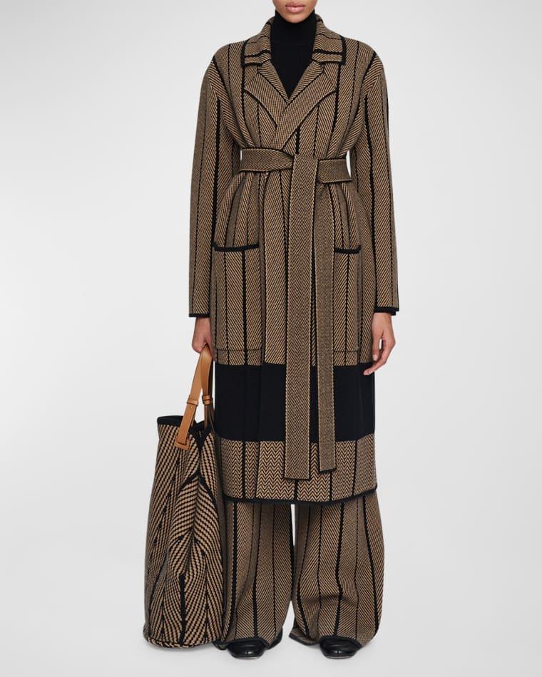 Wrap-Front Chevron Jacquard Coat by JOSEPH