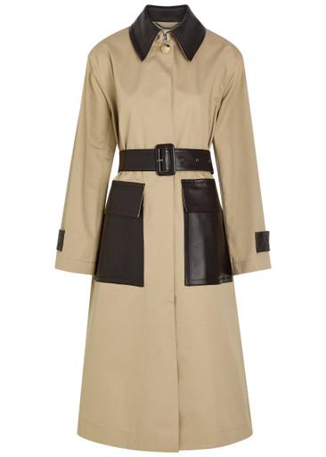 Zaman belted leather and cotton coat by JOSEPH