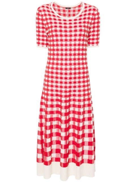gingham-jacquard midi dress by JOSEPH