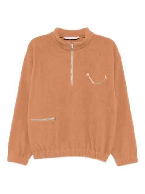 embroidered fleece zip-up sweatshirt by JOSHUA SANDERS