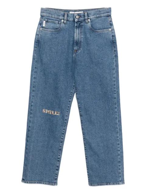 slogan-embroidered jeans by JOSHUA SANDERS